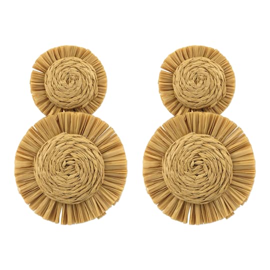 Fringed Raffia Circle Earrings by Make Market